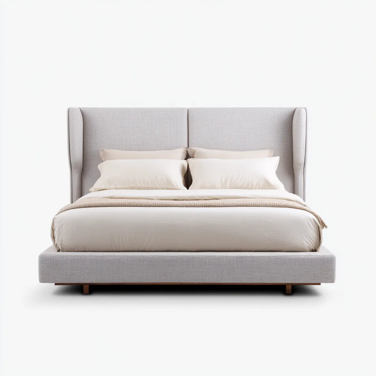 Lit double rembourré gris clair 180 x 200 cm en polyester forme rectangulaire