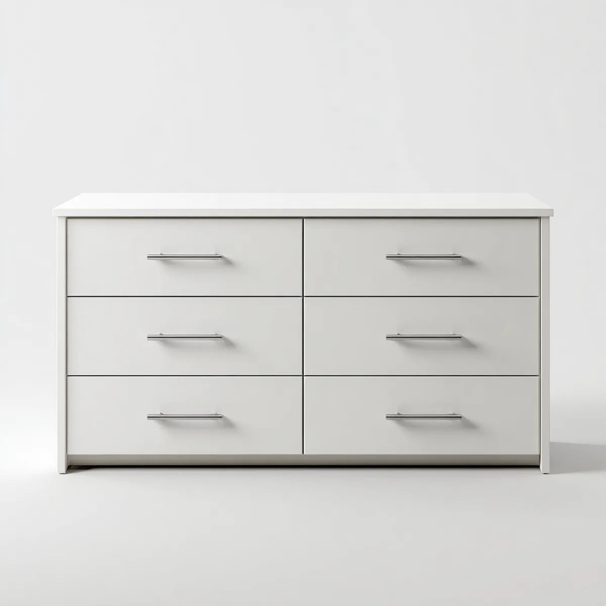 Commode 6 tiroirs blanche rectangulaire en panneaux de particules mélaminés 120 x 40 x 75 cm