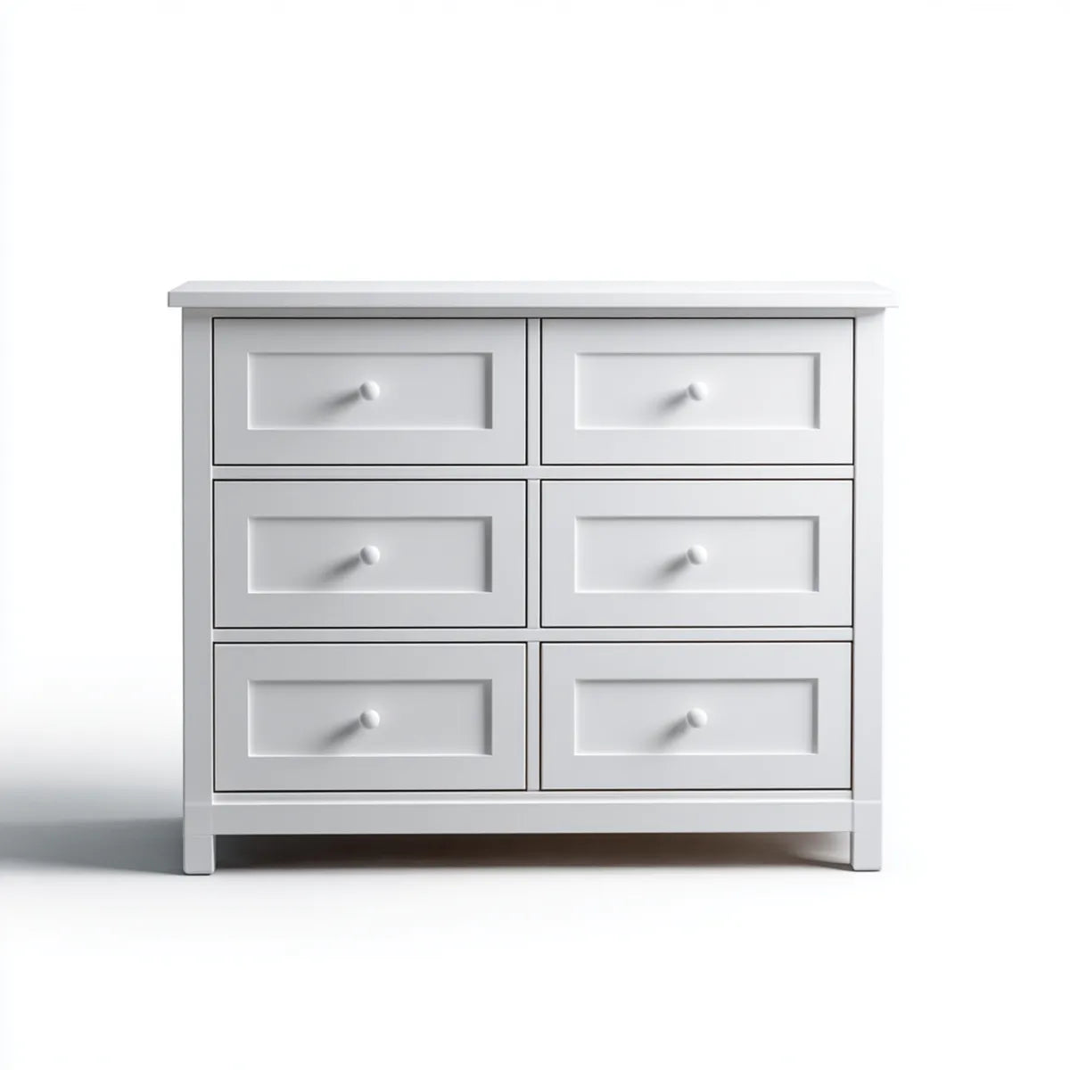 Commode 6 tiroirs blanche rectangulaire en panneaux MDF 120 x 40 x 90 cm
