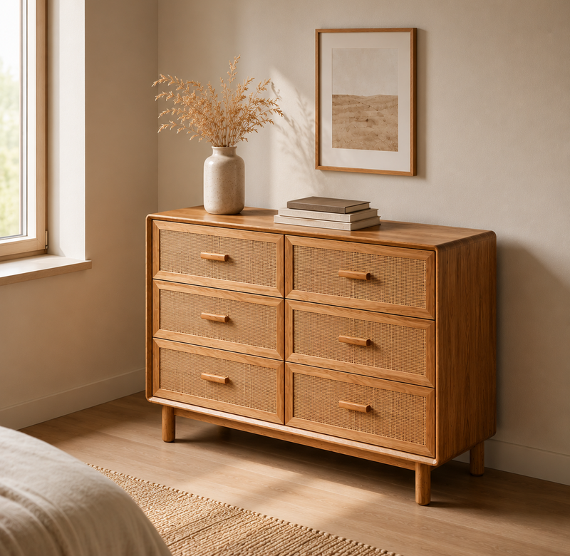 Commode en bois naturel