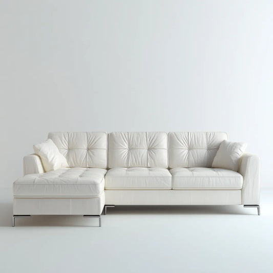 Canapé d’angle gauche 4 places blanc en similicuir PU 265 x 160 x 85 cm forme L