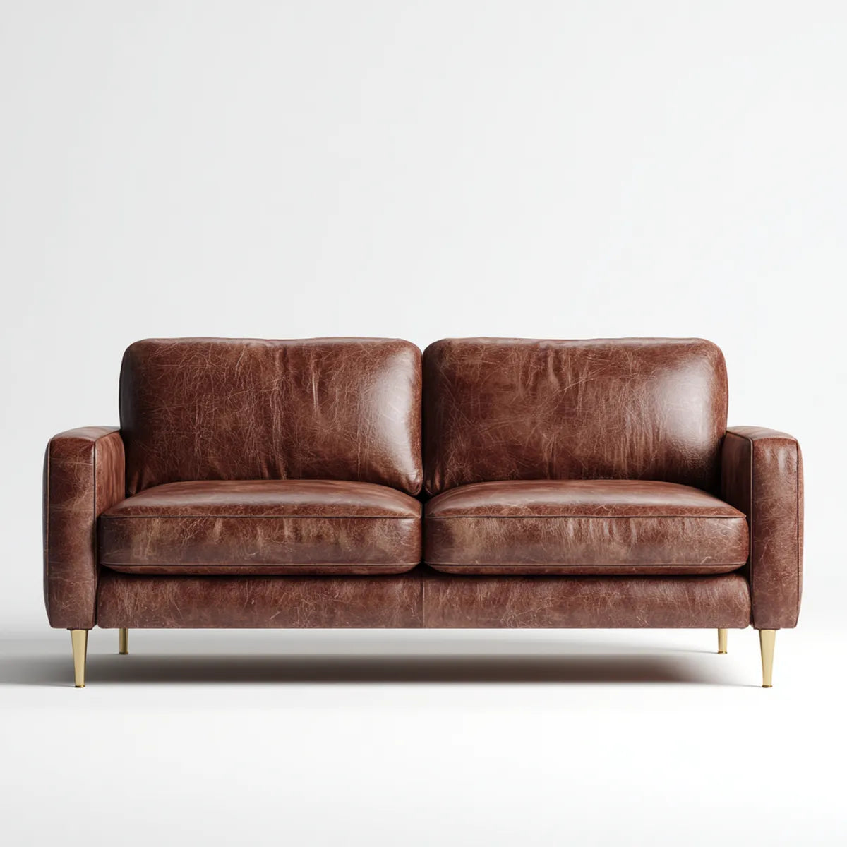 Canapé 3 places marron en cuir synthétique PU 210 x 88 x 84 cm rectangulaire