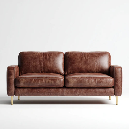 Canapé 3 places marron en cuir synthétique PU 210 x 88 x 84 cm rectangulaire