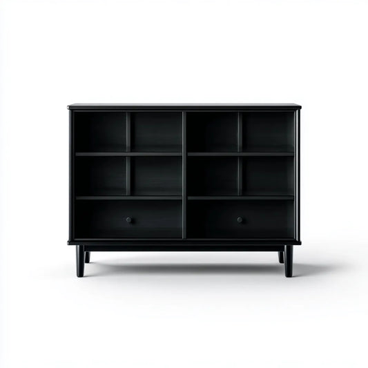 Commode de rangement noire 120 x 40 x 100 cm en panneaux MDF rectangulaire avec 2 tiroirs