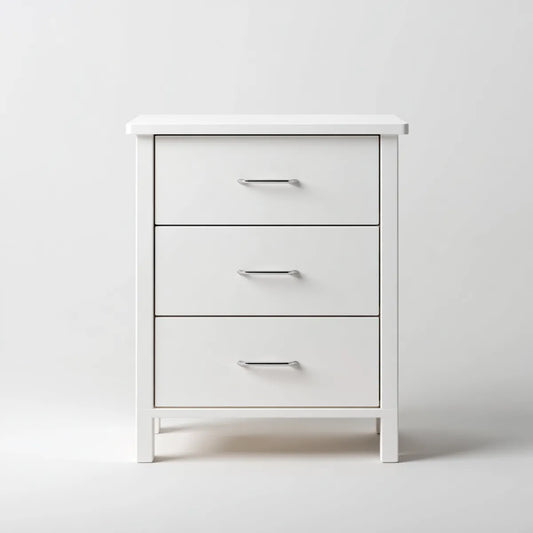 Commode 3 tiroirs blanche rectangulaire 80 x 40 x 100 cm en panneaux MDF