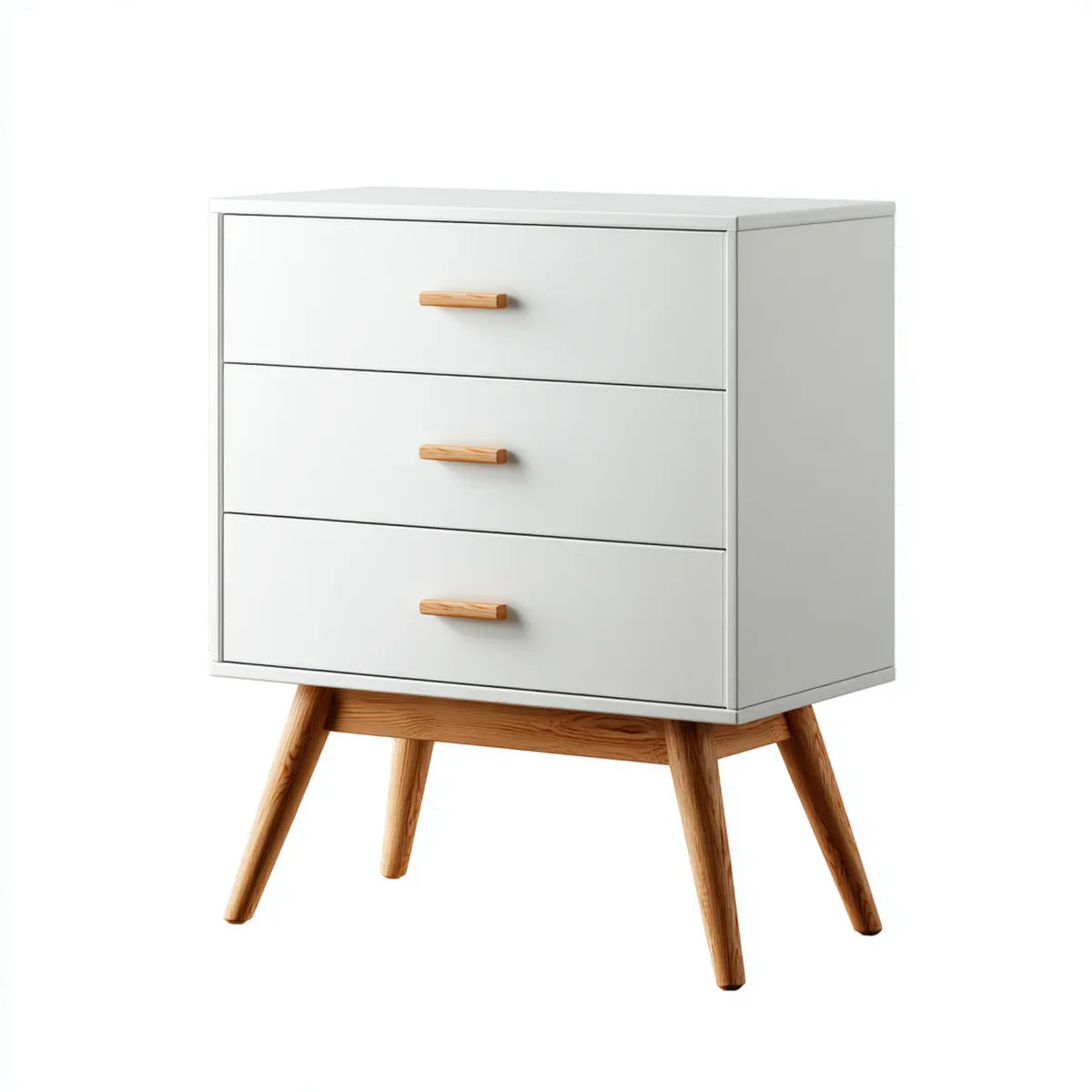 Commode à 3 tiroirs blanche et chêne naturel en MDF laqué 80 x 40 x 90 cm