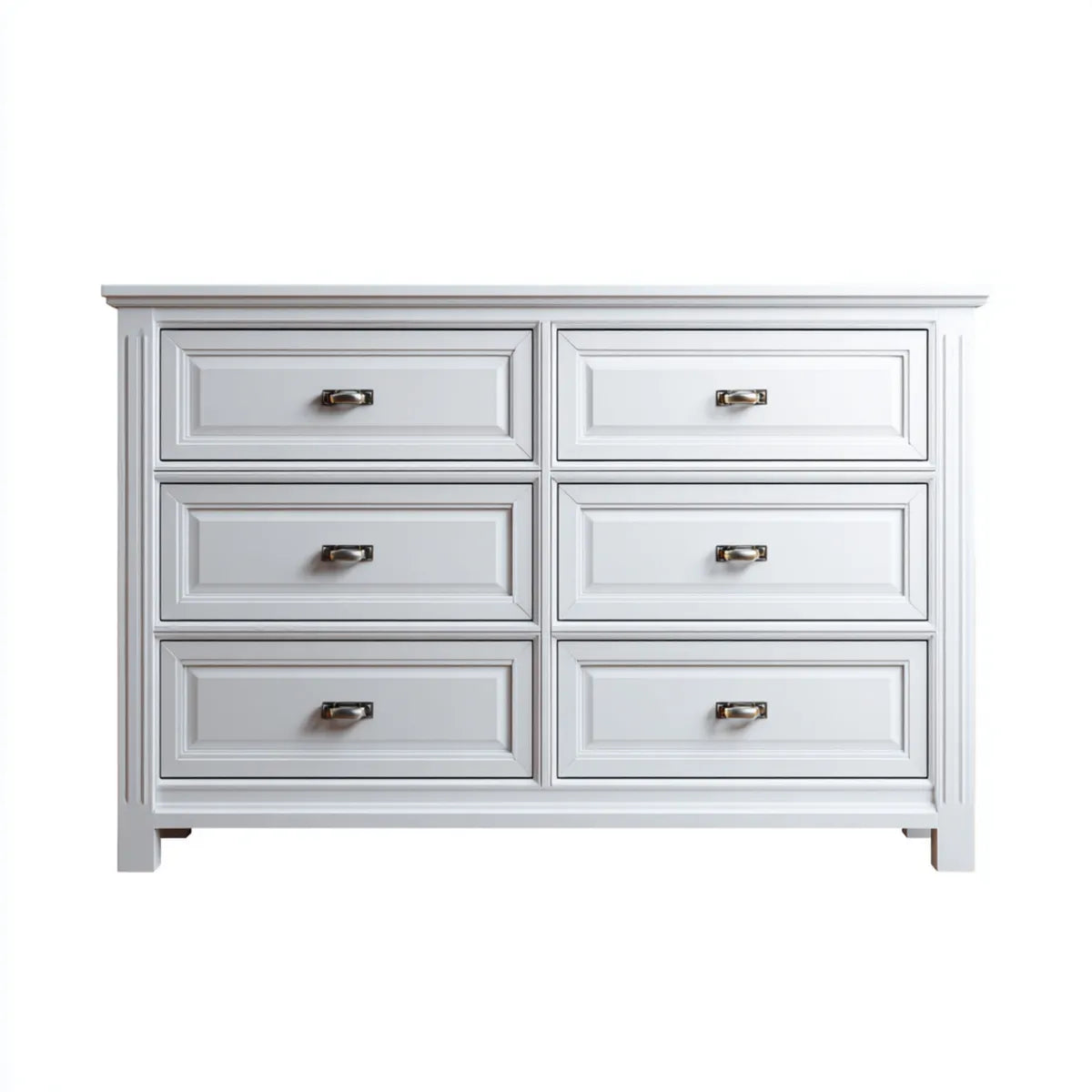 Commode 6 tiroirs blanche 130 x 45 x 90 cm en MDF rectangulaire