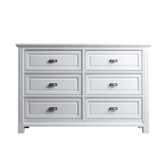 Commode 6 tiroirs blanche 130 x 45 x 90 cm en MDF rectangulaire