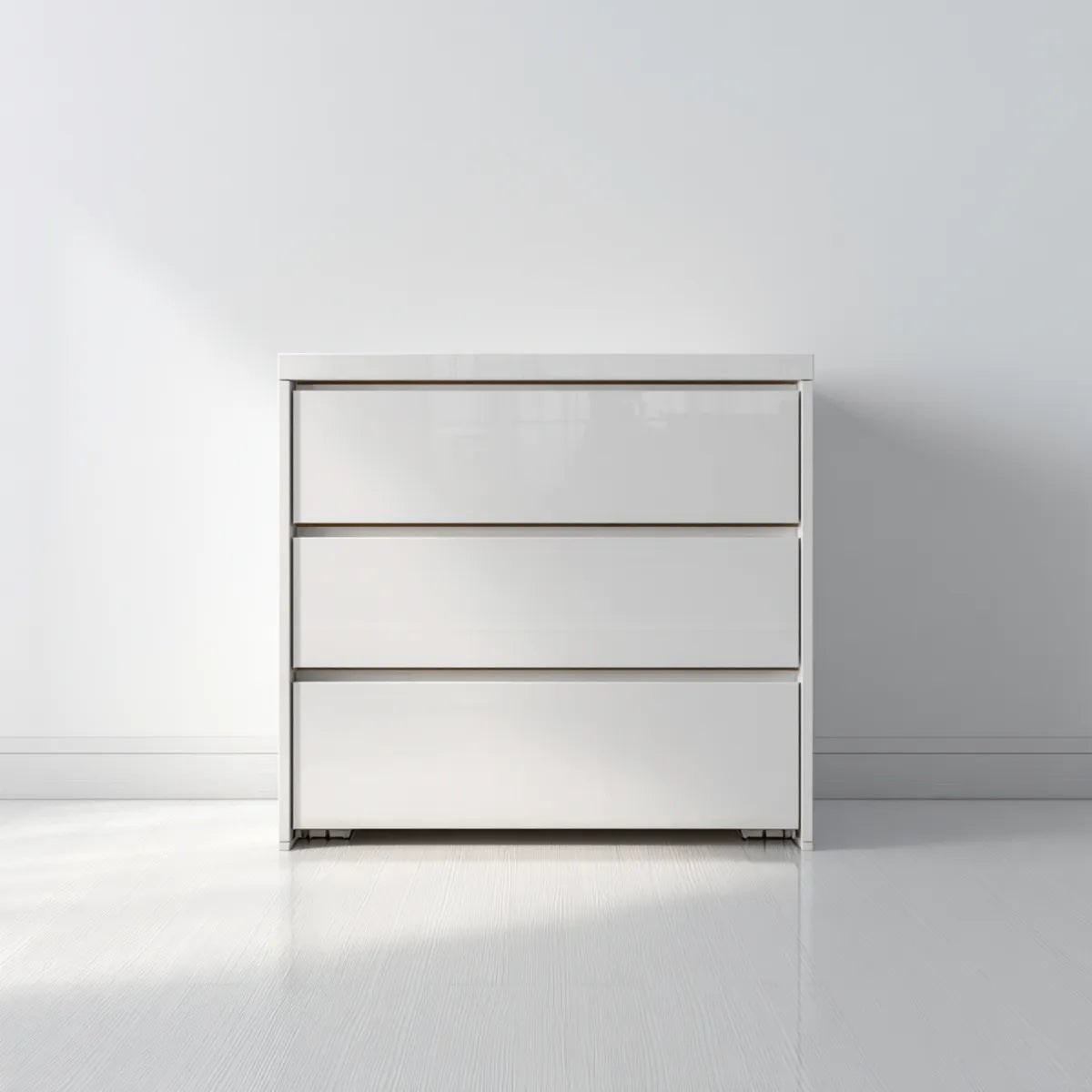 Commode 3 tiroirs blanche 80 x 40 x 75 cm en panneaux de particules rectangulaire
